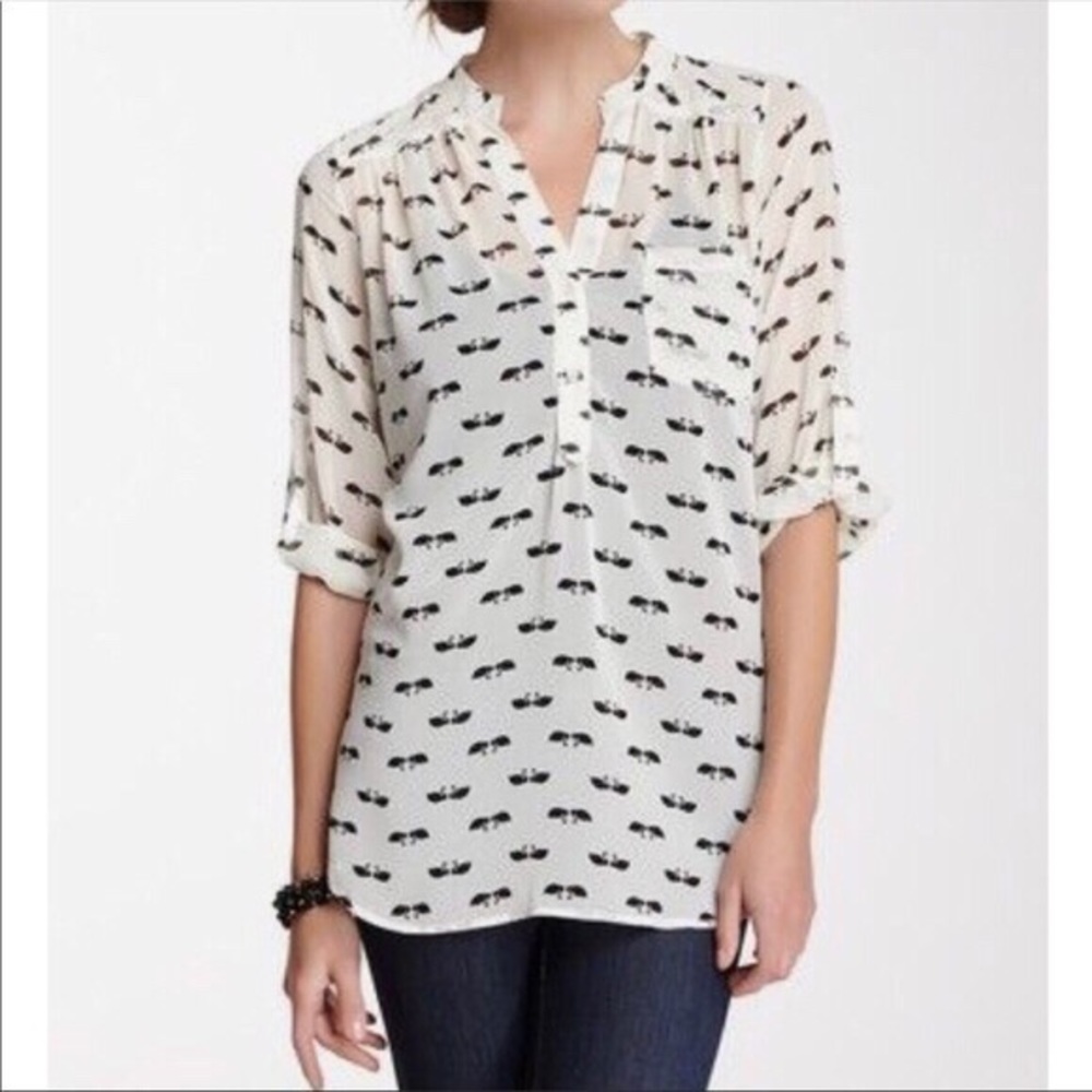 ModCloth Swan Tunic Top Anthro Boho Retro Mod